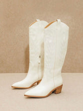 Load image into Gallery viewer, White Stitched Cowgirl Boots
