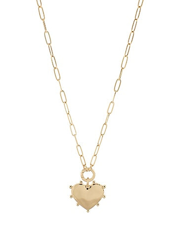 Gold Textured & Dotted Heart Pendant Choker