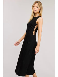 Black Side Ring Midi Dress