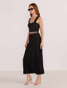 MinkPink Celia Lurex Stripe Midi Skirt