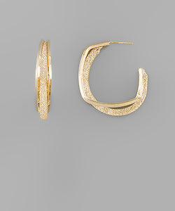 Gold Double Layered Square Hoops