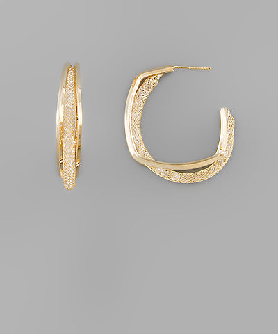 Gold Double Layered Square Hoops