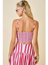 Load image into Gallery viewer, Crimson Stripe Crop Top &amp; Maxi Skirt Set
