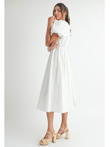 (PREORDER) White Bow Midi Dress