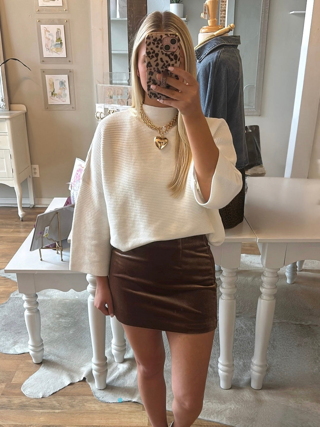 Mocha Velvet Mini Skirt