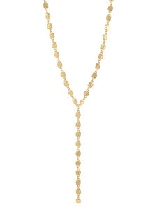 Gold Hammered Square Y Necklace