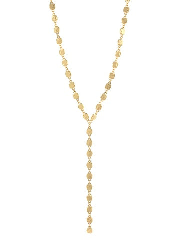 Gold Hammered Square Y Necklace