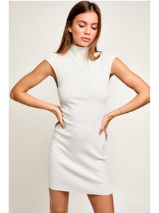 Ivory Mock Neck Sleeveless Dress