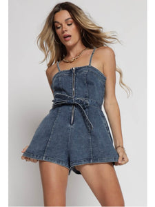 Denim Zip Romper