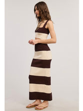 Load image into Gallery viewer, Chocolate &amp; Ivory Stripe Crop Top &amp; Maxi Skirt Set
