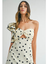 Load image into Gallery viewer, Cream Polka Dot One Shoulder Midi Dress
