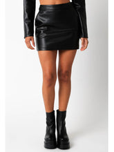 Load image into Gallery viewer, Black Faux Leather Mini Skirt
