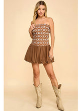 Load image into Gallery viewer, Mocha Floral Embroidered Strapless Dress
