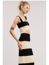 Load image into Gallery viewer, Ivory &amp; Black Stripe Crop Top &amp; Maxi Skirt Set
