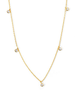 Gold CZ Charm Station Necklace