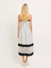 Load image into Gallery viewer, White &amp; Black Polka Dot Midi Dress
