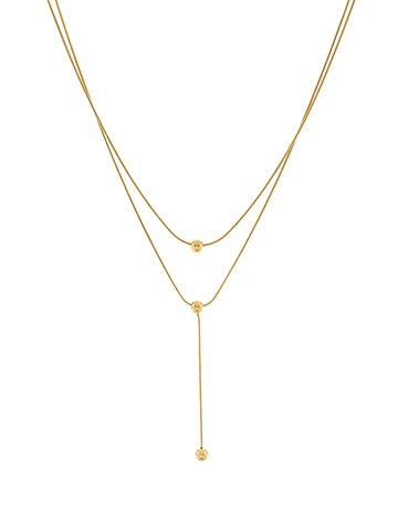 Gold Layered CCB Ball Y Necklace