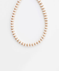 Ivory & Gold Heishi Bead Necklace