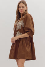 Load image into Gallery viewer, Brown Floral Embroidered Dress
