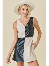 Load image into Gallery viewer, Black &amp; Taupe Colorblock Faux Leather Dress
