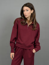 Load image into Gallery viewer, Oxblood Scuba Knit Half Zip Pullover
