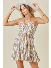 Load image into Gallery viewer, Ivory &amp; Mocha Zebra Halter Dress
