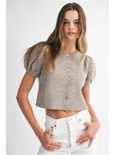 Load image into Gallery viewer, Mocha Puff Sleeve Knit Top
