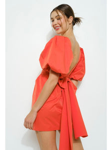 Orange Open Bow Back Dress