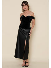 Load image into Gallery viewer, Black Faux Leather Midi Skirt
