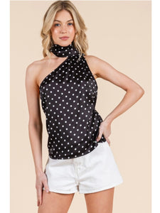 Black & White Polka Dot One Shoulder Top