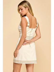 Cream Stitch Detail Dress