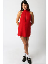 Load image into Gallery viewer, Red Aimee Halter Dress

