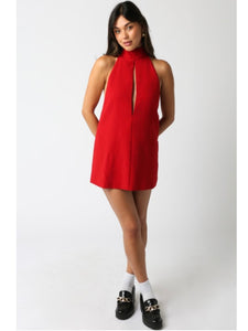 Red Aimee Halter Dress