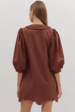 Load image into Gallery viewer, Chocolate Embroidered Scallop Hem Dress
