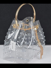 Load image into Gallery viewer, Clear Pearl Studded Bucket Bag
