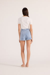 MinkPink Vintage Blue Denim Panel Shorts