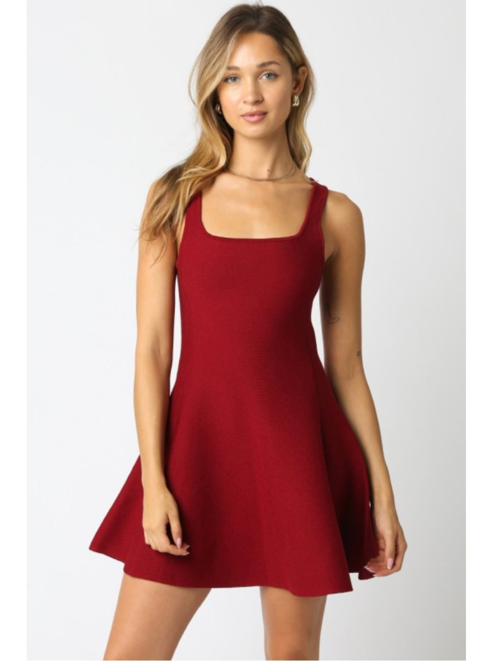 Crimson Fit & Flare Dress