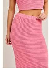 Load image into Gallery viewer, Pink Ribbed Sweater Midi Skirt
