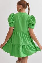 Load image into Gallery viewer, Green Puff Sleeve Dress

