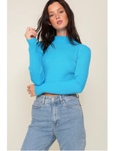 Load image into Gallery viewer, Turquoise Ribbed Mock Neck Top
