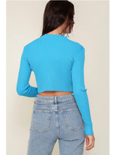 Load image into Gallery viewer, Turquoise Ribbed Mock Neck Top
