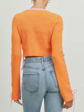 Load image into Gallery viewer, Pink &amp; Orange Colorblock Lace Up Top
