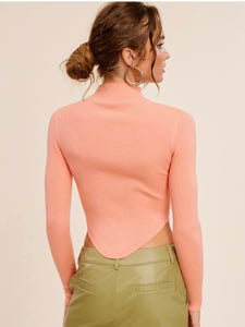 Apricot Ribbed Knit Top