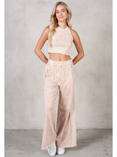 Load image into Gallery viewer, Taupe Mineral Wash Crop Top &amp; Pants Set
