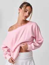 Load image into Gallery viewer, Pink Off Shoulder Sweatshirt
