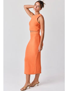 Orange Lara Knit Top & Skirt Set