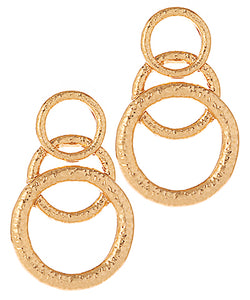 Worn Gold Textured Circle Earrings