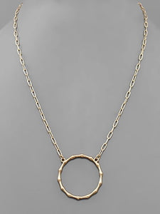 Gold Bamboo Circle Necklace
