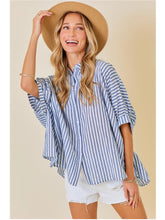 Load image into Gallery viewer, Blue &amp; White Stripe Oversized Button Down
