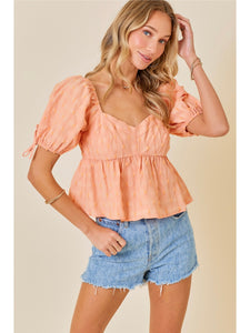 Apricot Textured Sweetheart Top